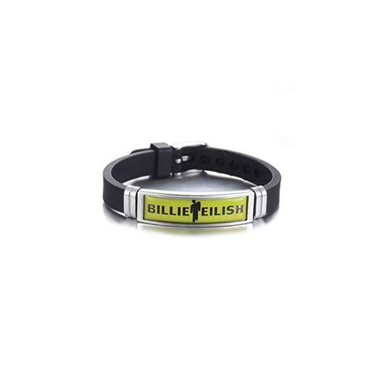 htrdjhrjy Eficaz Billie Eilish Blohsh Logo Acero Inoxidable Silicona Pulseras Ajustable Hip