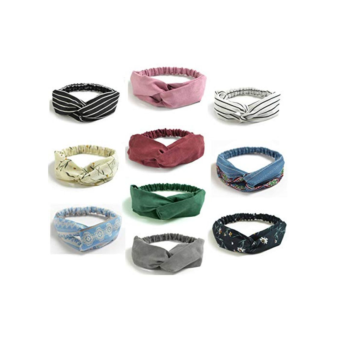 Social 10 Diademas Turbante Mujer Cintas Pelo Elastica Flor Vintage Impreso Yoga Elástico