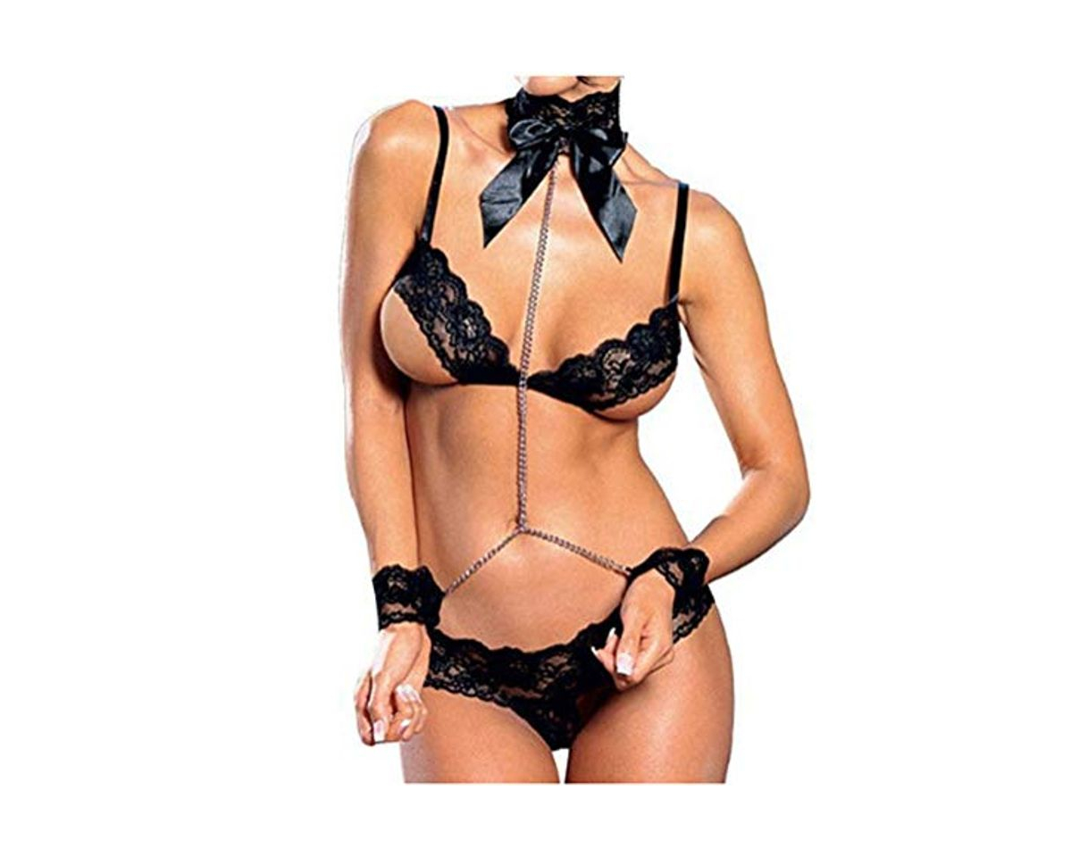 Social Lenceria Mujer Sexy Erotica Sexy Lace Deep V Lencería Sexy Siamesa Tanga