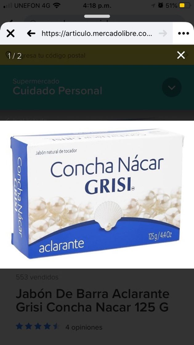 Producto DERMOJABON CONCHA NACAR 100 gr