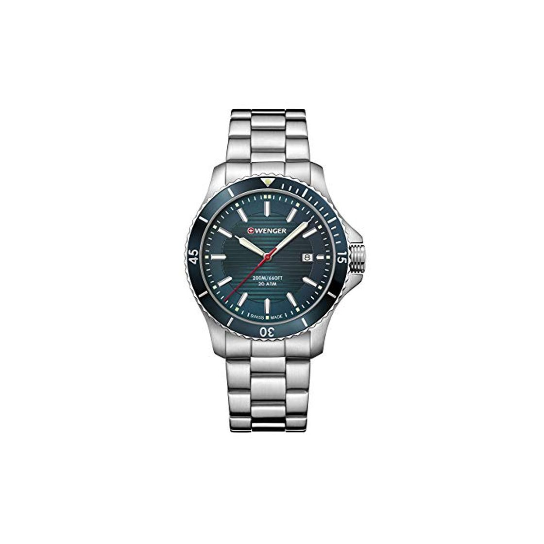 Wenger Hombre Seaforce - Reloj de Acero Inoxidable de Cuarzo analógico de
