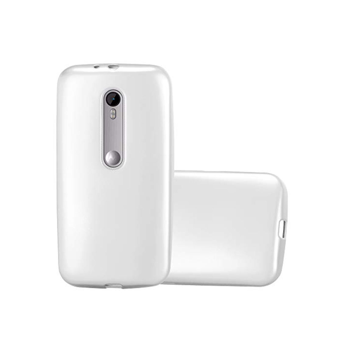 Cadorabo Funda para Motorola Moto G3 en Metallic Plateado – Cubierta Proteccíon de Silicona TPU Delgada e Flexible con Antichoque – Gel Case Cover Carcasa Ligera
