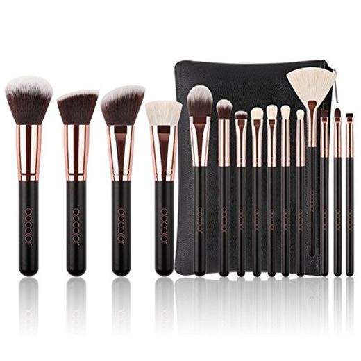 Kit de Brochas Maquillaje 15 Piezas Docolor Cerdas de Fibra Sintética Suave