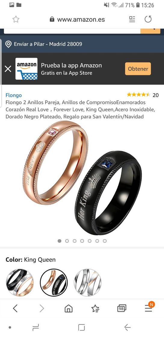 Social Flongo 2 Anillos Pareja, Anillos de CompromisoEnamorados Cor