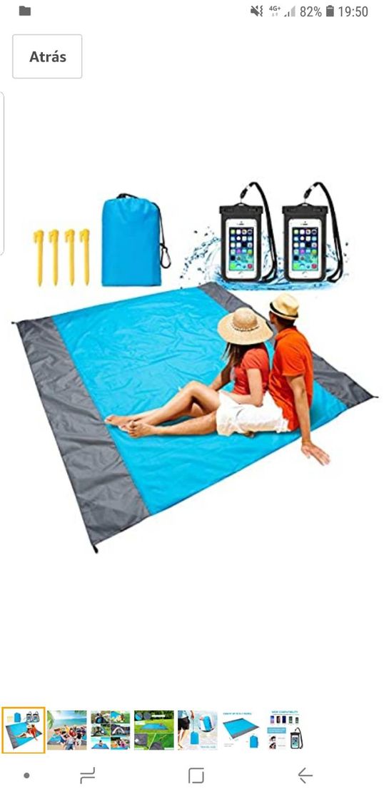 Social Wemk Alfombra de Playa al Aire Libre 210X200CM Anti-Arena y 