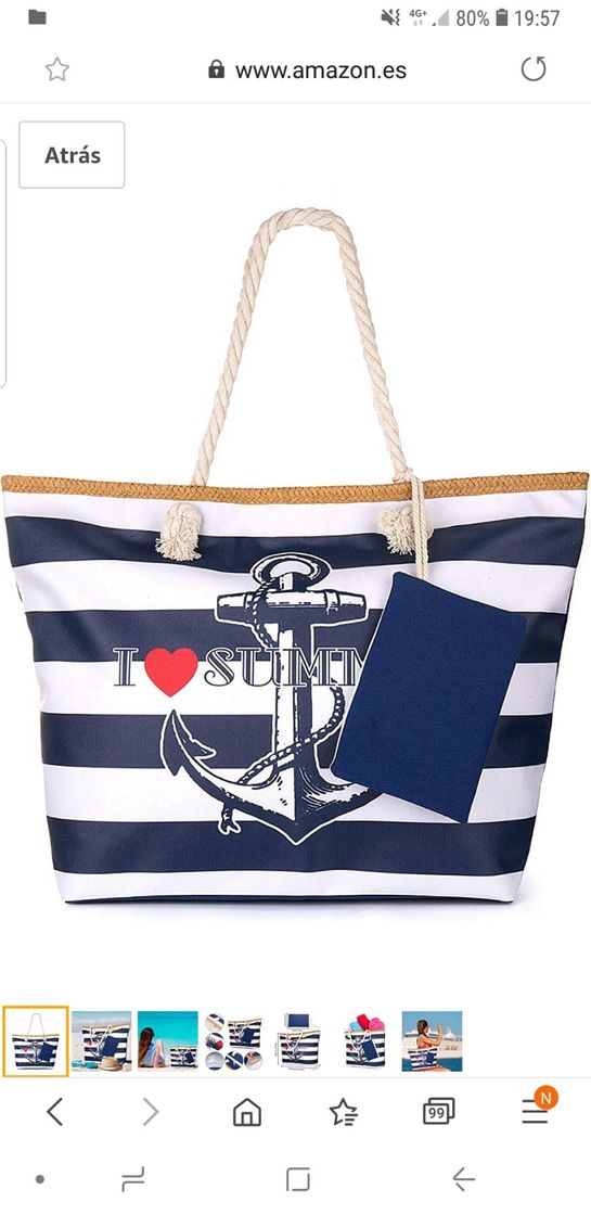 ZOEON Bolsa de Playa de Lona Mujer Grande Bolso de Mano Shop