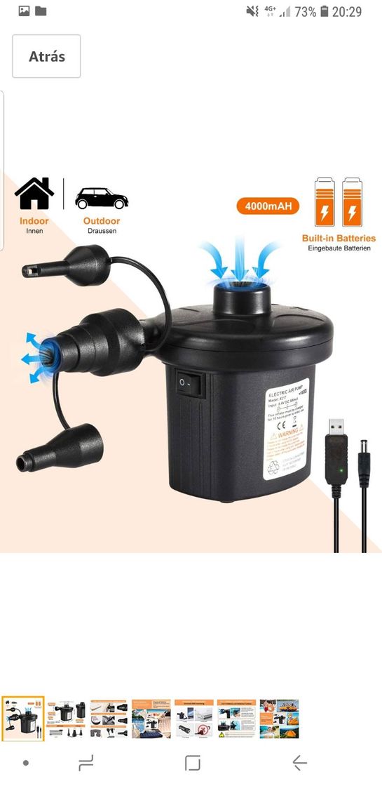 Bomba de Aire eléctrica, Bomba de Aire USB, colchón de Aire 