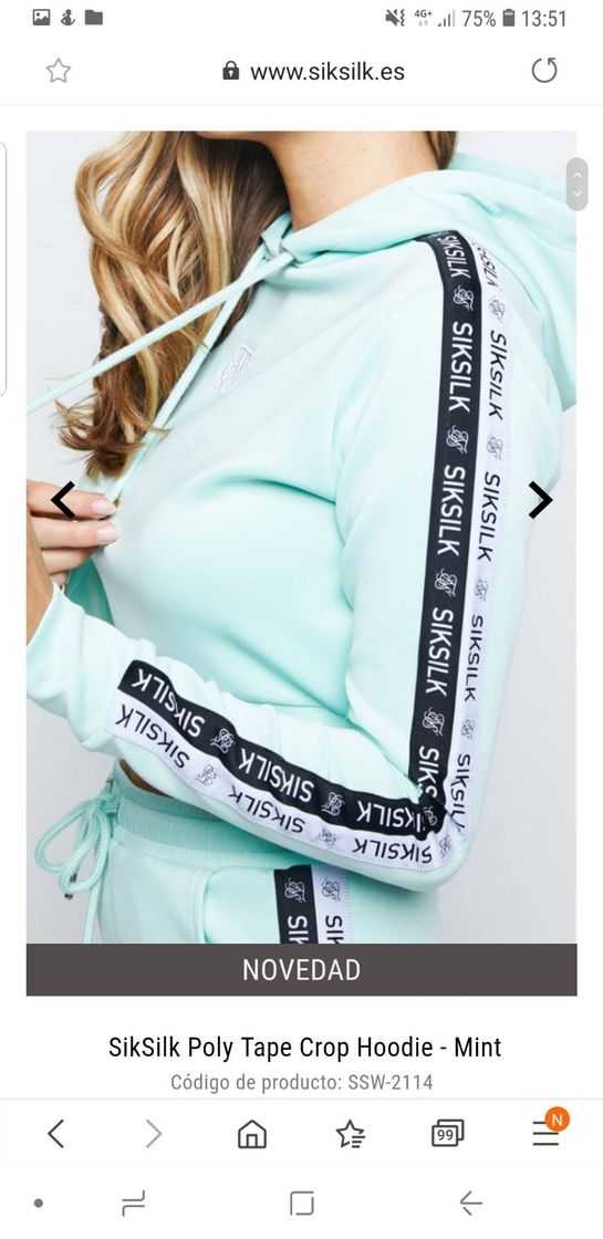 Social SikSilk Poly Tape Crop Hoodie - Mint