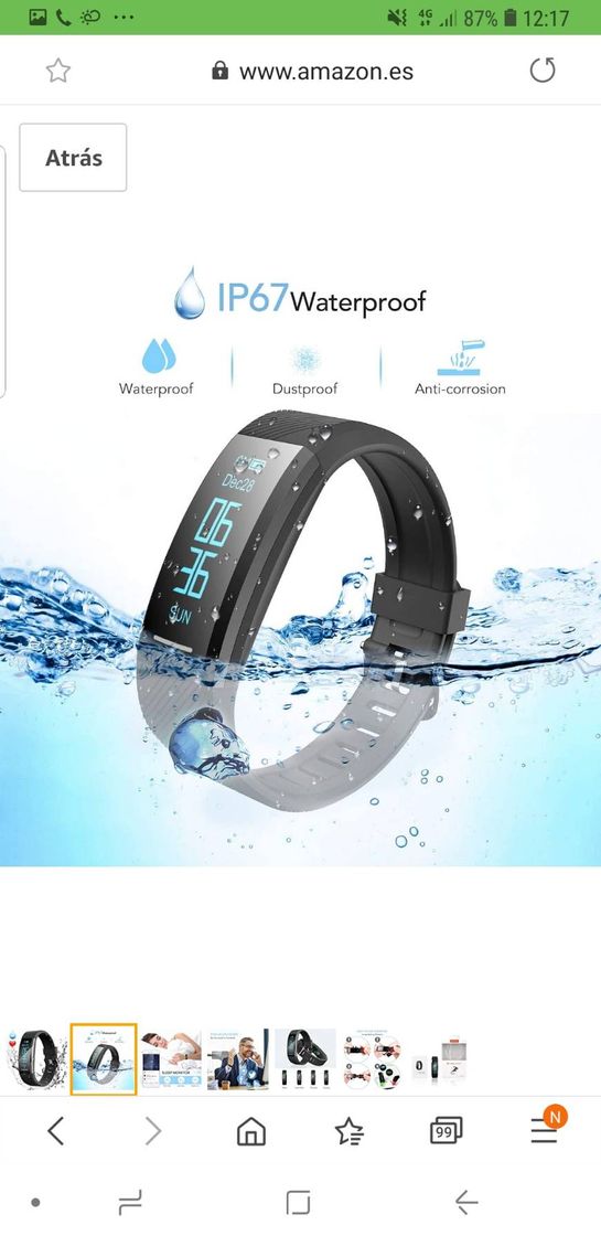 Social Pulsera de Actividad Inteligente Impermeable IP67, AGPTEK Re