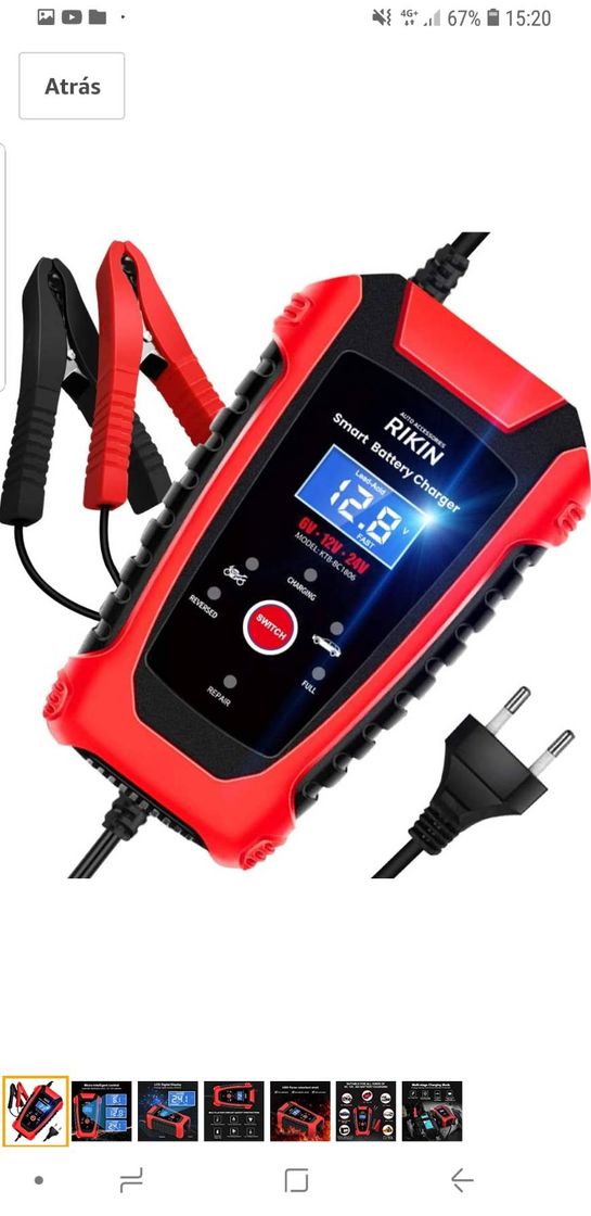 Social RIKIN Cargador de Batería Coche 6A 6V/12V/24V Cargador Rápid