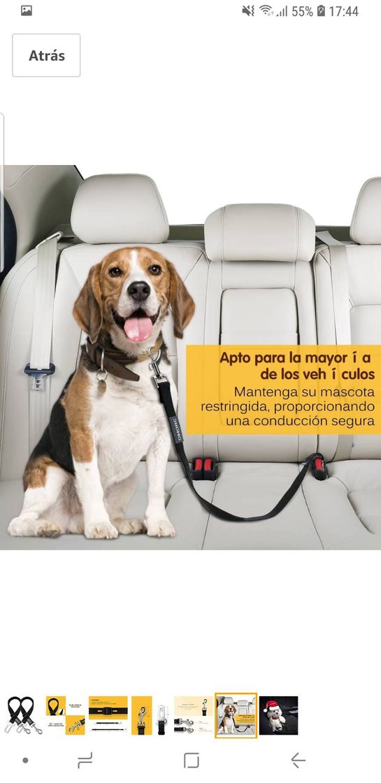 Social OMORC 2 Cinturón de Seguridad de Coche para Perros, Arnés de