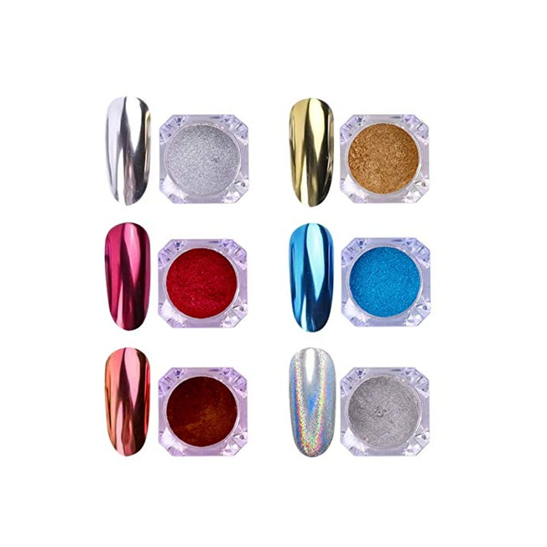 Beauty AIMEILI 6 colors Polvo Acrilico Para Uñas Colores Esmalte Uñas Efecto Espejo