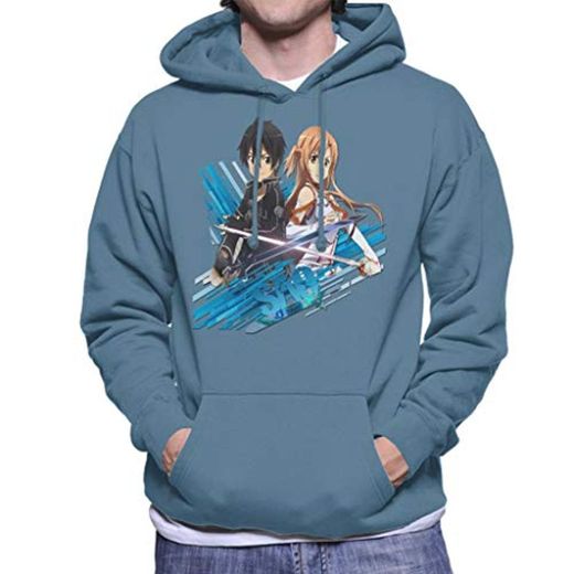 Cloud City 7 Sword Art Online Kirito and Asuna Blue Streaks Men's Hooded Sweatshirt