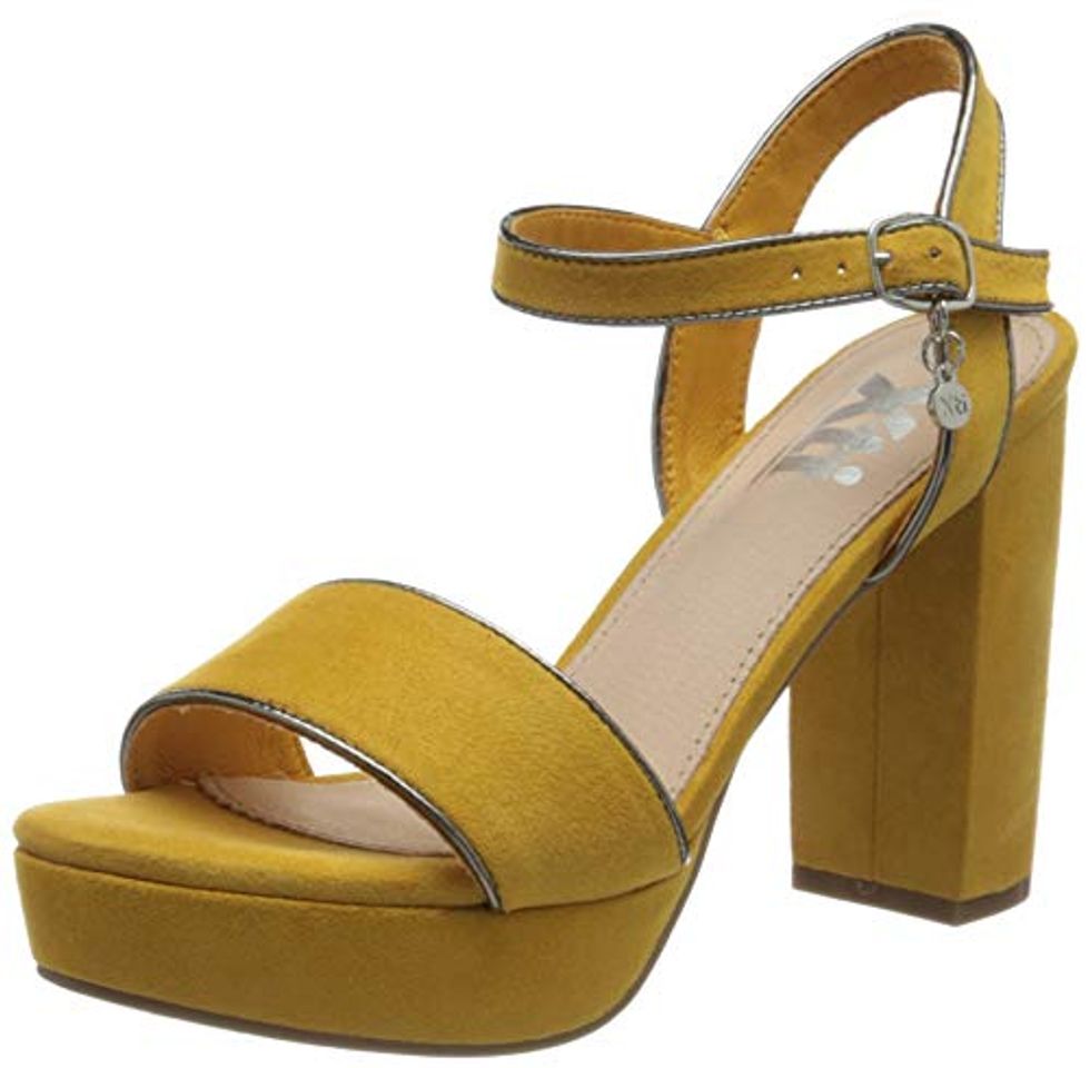 Fashion XTI 35179.0, Zapatos de tacón con Punta Abierta para Mujer, Amarillo