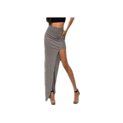 Falda larga y sexy asimétrica para mujer Gris gris 40