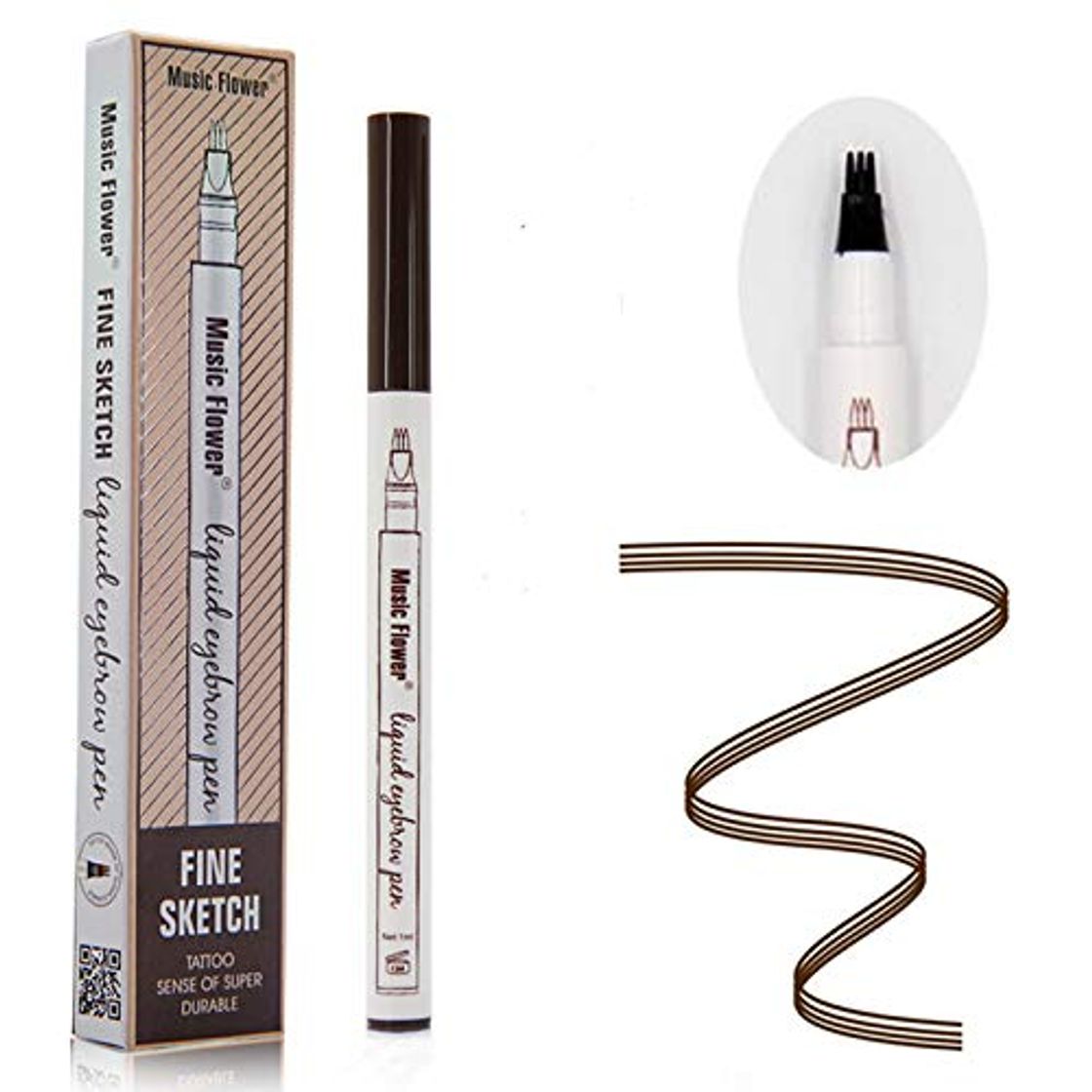 Lugar Tattoo Liquid Eyebrow Pencil con cuatro puntas de tenedor Impermeable y duradero