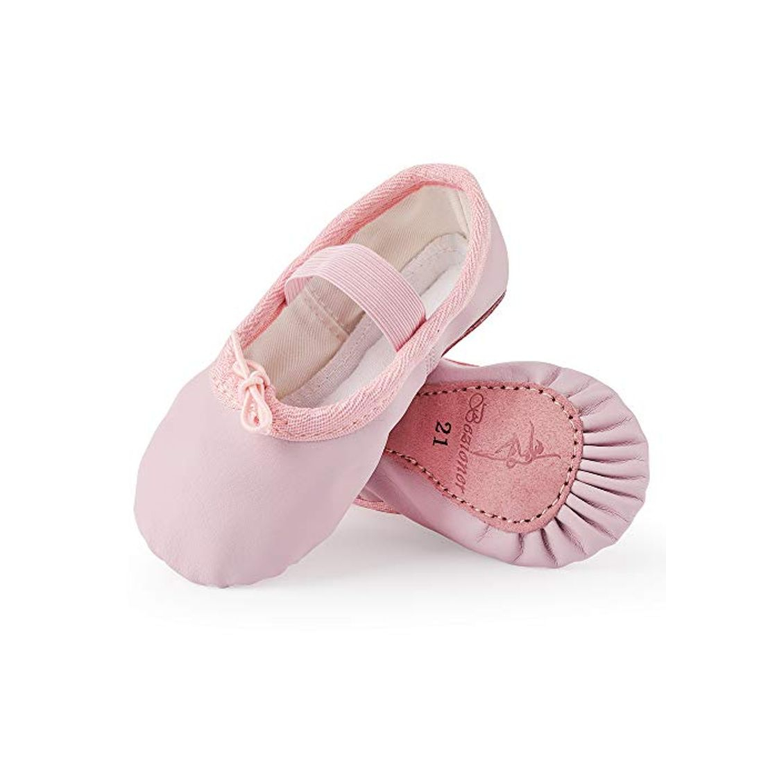 Moda Bezioner Zapatillas de Danza Cuero Zapatos de Ballet y Gimnasia Baile para Niña y Mujer Rosa 20