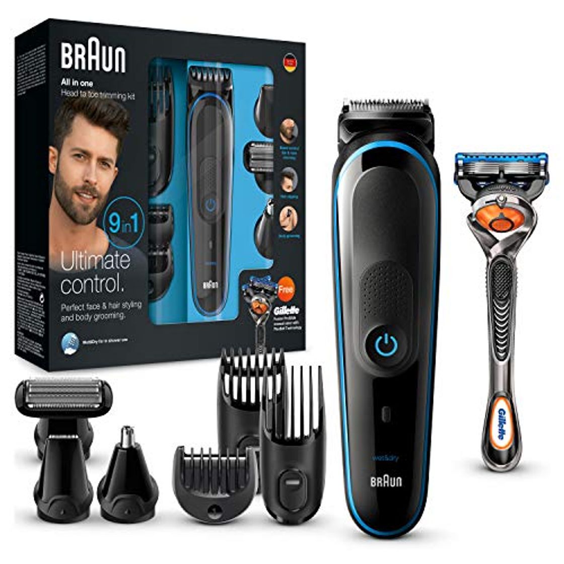 Beauty Braun MGK3085 Corta Barbas Hombre Todo en Uno 9en1 para Pequeños Detalles