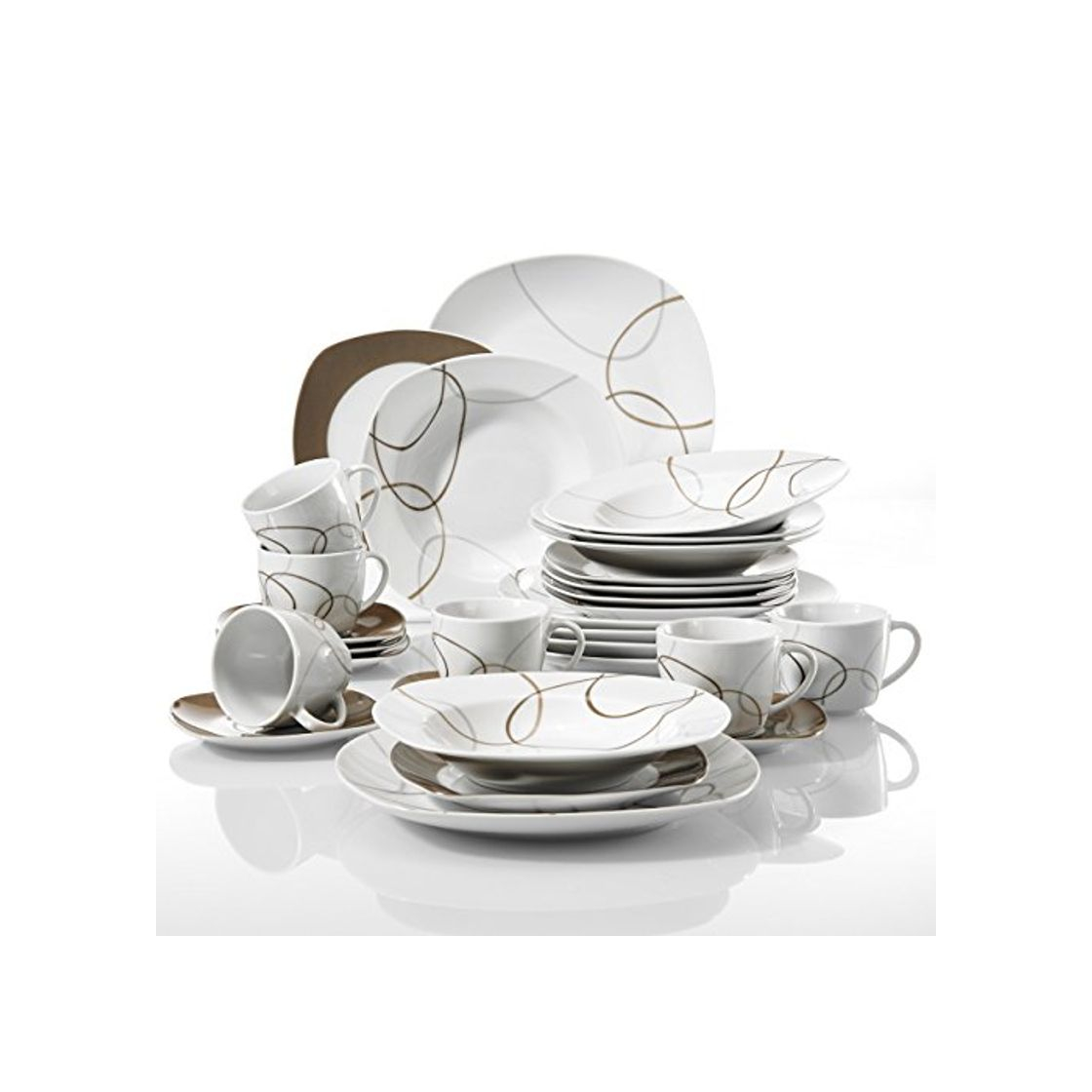 Home VEWEET Nikita 30 Piezas Vajillas de Porcelana Juegos con 6 Taza 175