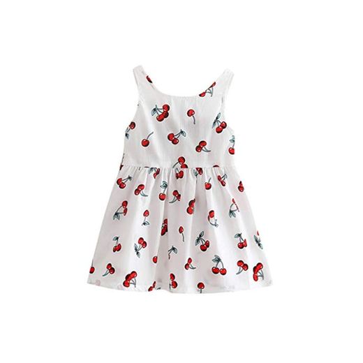 Fannyfuny_Ropa Verano Vestido de Niña Floral Bowknot Vestido de Honda Bautizo Bebé