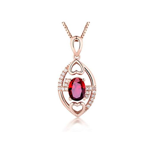 AueDsa Collares Oro Rosa Collares de Oro Rosa Mujer 18 Quilates Corazón