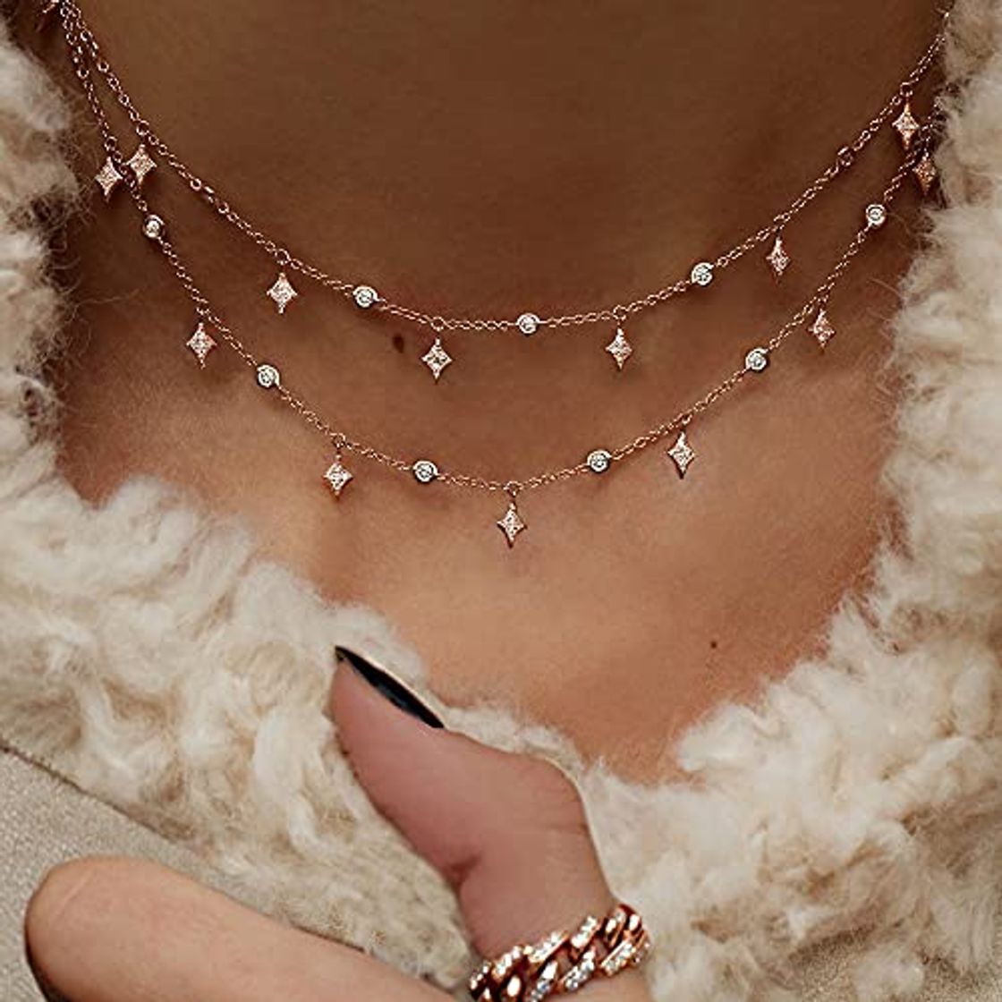 Social MIKUAX collarDainty Prata esterlina Branco Redondo Delicada camada gargantilha Colar Moda Quente Elegante jóias para Presente de Casamento Feminino