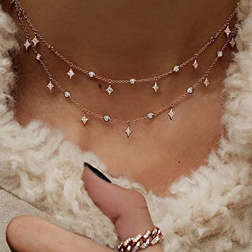 MIKUAX collarDainty Prata esterlina Branco Redondo Delicada camada gargantilha Colar Moda Quente Elegante jóias para Presente de Casamento Feminino