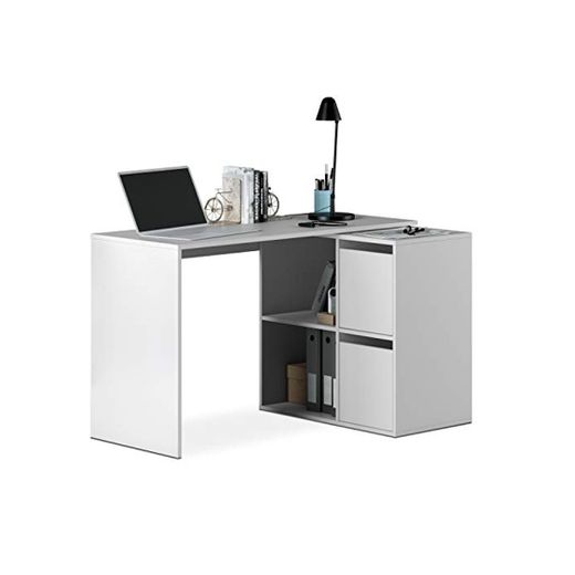 Habitdesign 008311A - Mesa Escritorio, Mueble de despacho, Modelo Adapta, Color Blanco