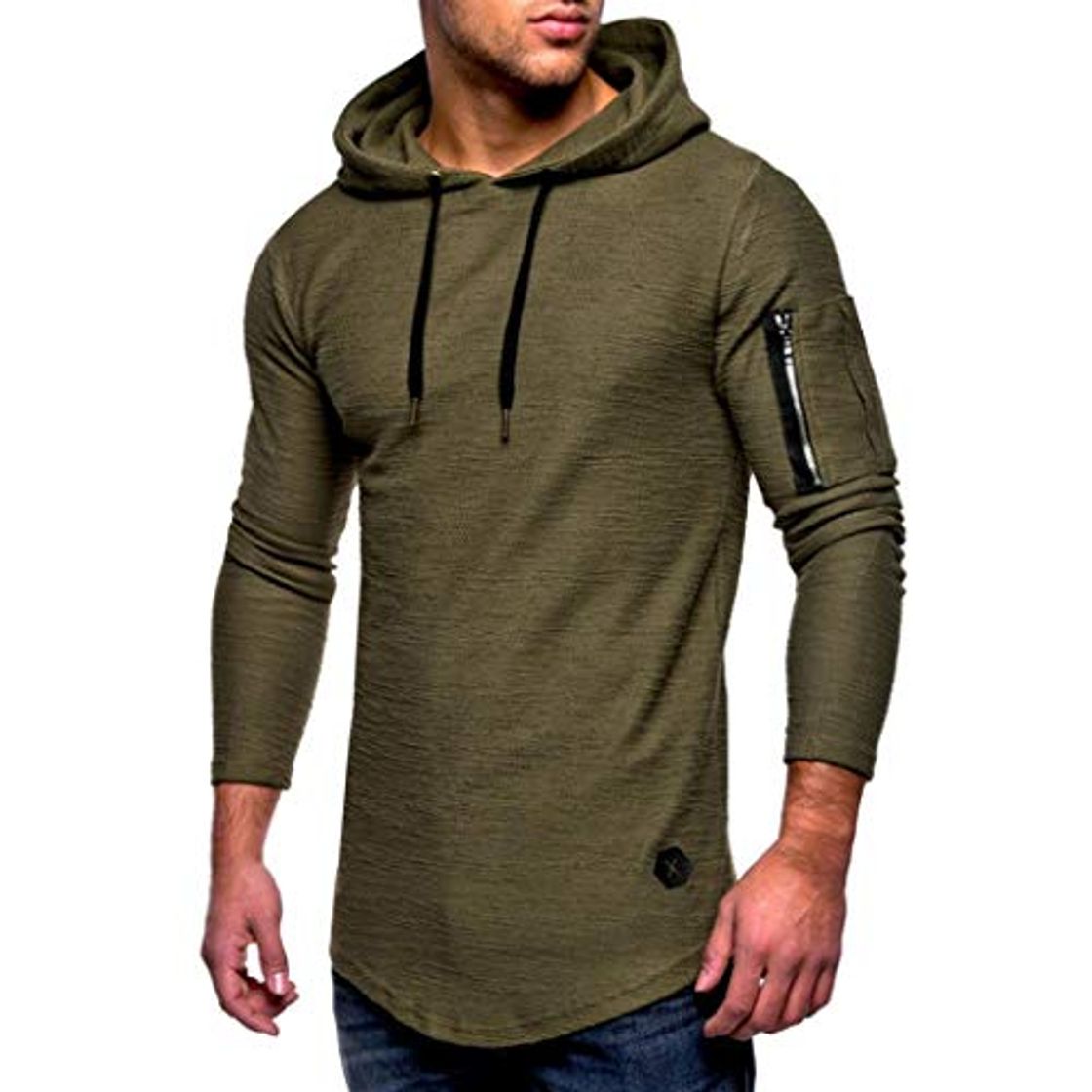 Productos Yvelands Liquidación Moda Casual para Hombres Hermoso O-Cuello con Cremallera Camiseta de