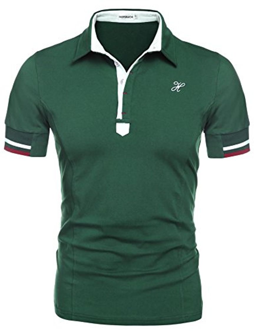 Fashion HOTOUCH playera polo casual con botones para hombre