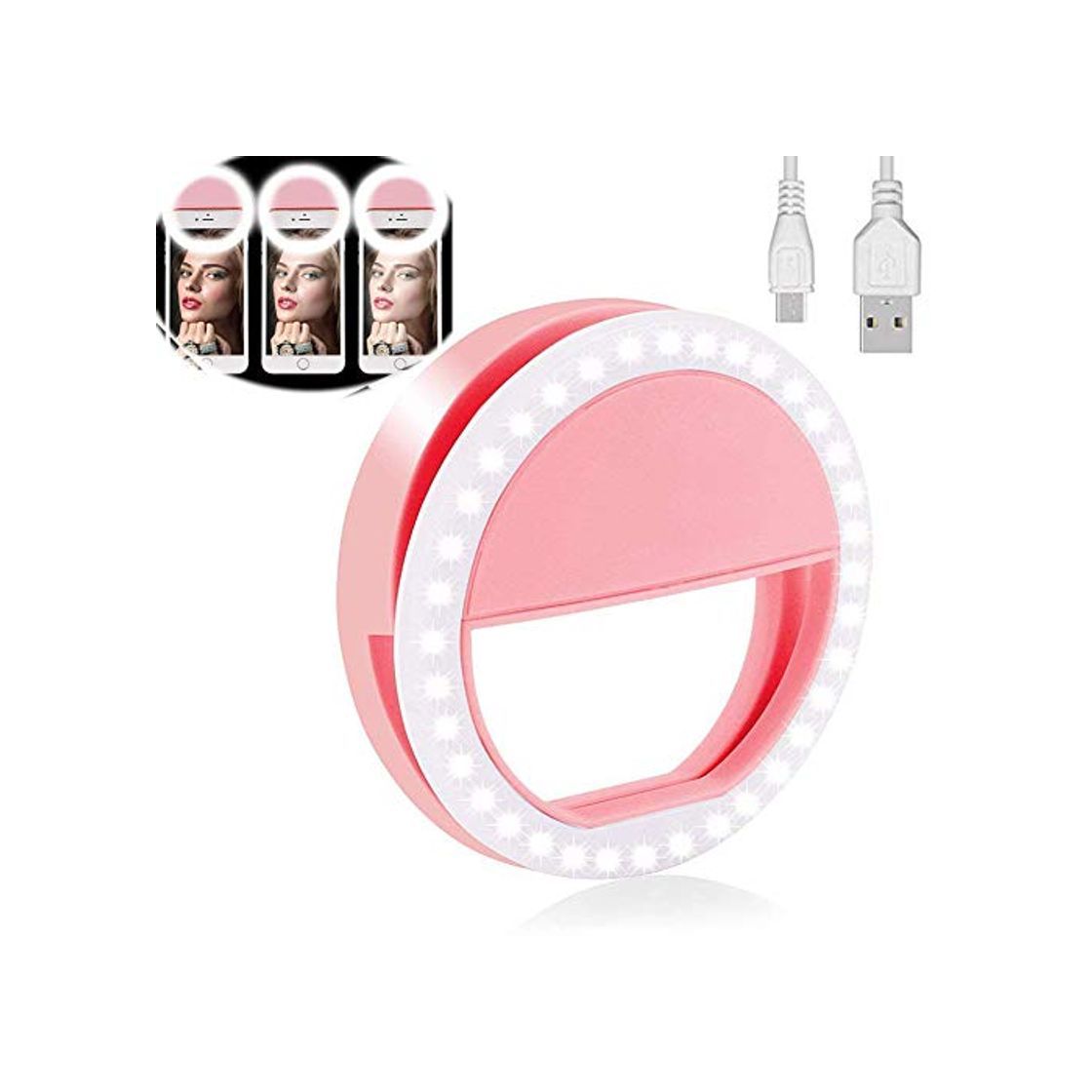 Social Yojoloin Selfie Ring Light para Cualquier teléfono Celular [Recargable] [4 Modo 36