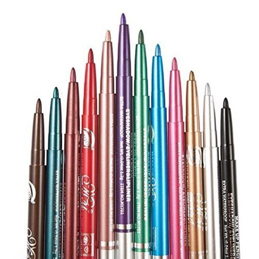 12 Colores Delineador de ojos Eyeliner de color prueba de agua Eye