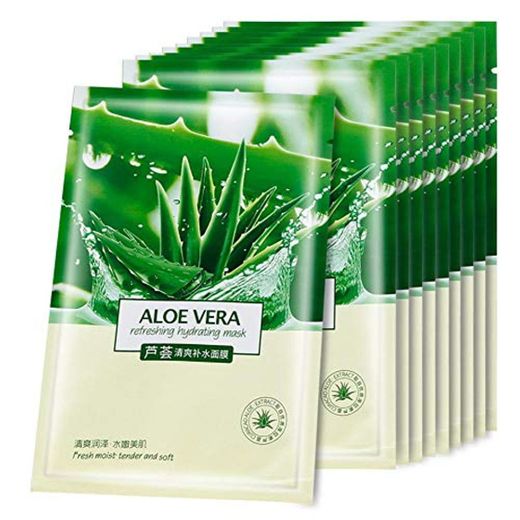 10 Piezas Mascarilla Facial Aloe Máscara Facial Hoja Hidratante Hidratante Revitalizante Máscara