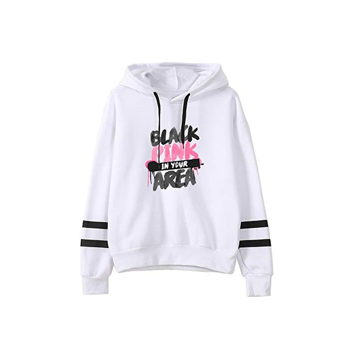 Moda KPOP Blackpink Sudaderas con Capucha de Manga Larga Impresión de Cartas Hoodies Suelto Pullover Top Casual con Cordón para Hombres y Mujeres JISOO Jennie Rosé Lisa