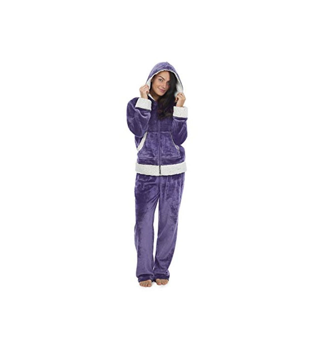 Fashion CityComfort Pijama Mujer Invierno, Pijama Mujer De Polar Súper Suave con Capucha,