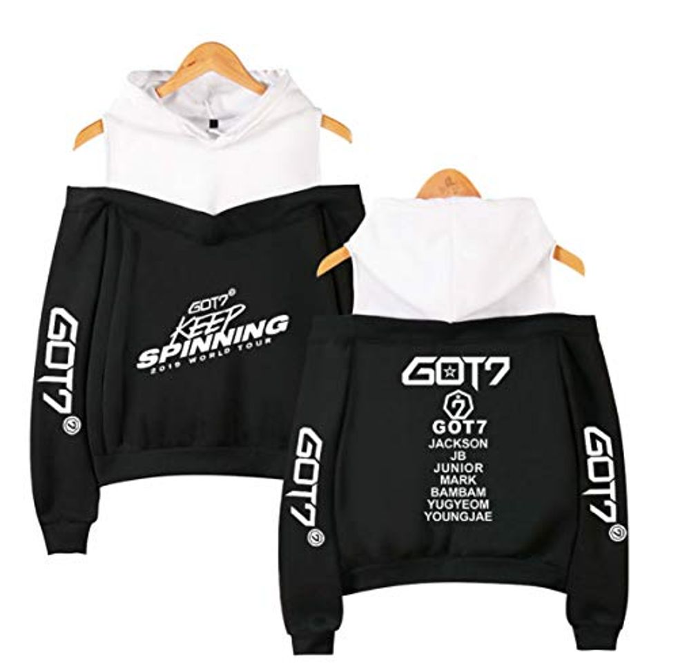 Moda GOT7 World Tour Casual Dew Shoulder Sudaderas con Capucha Hoodies Off Shoulder