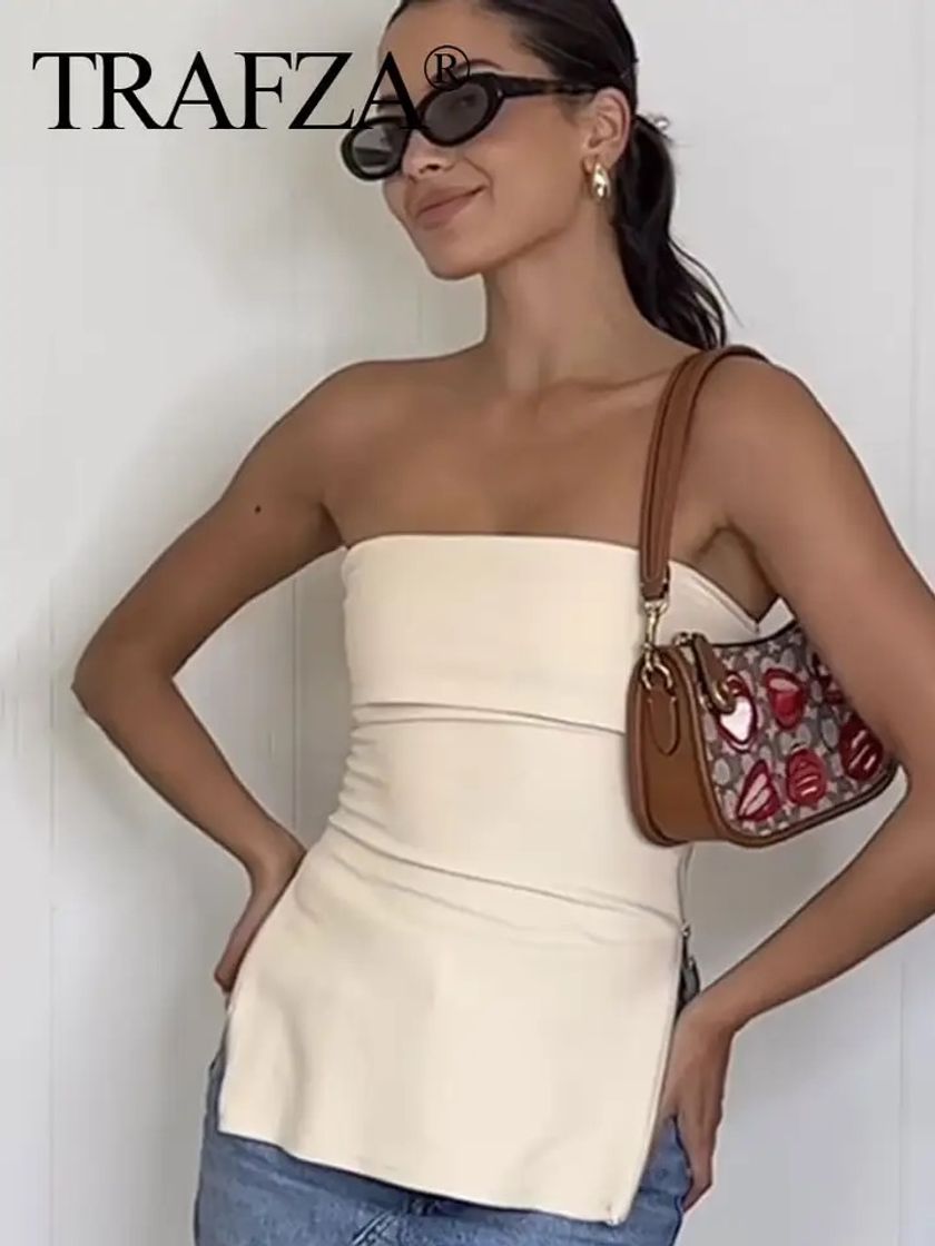 Social TRAFZA-corsé de tubo sin tirantes para mujer