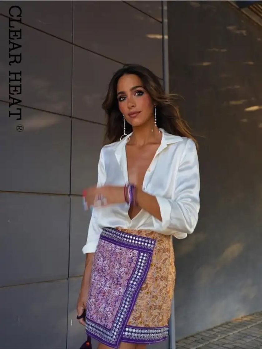 Social Minifalda elegante con estampado Vintage para mujer