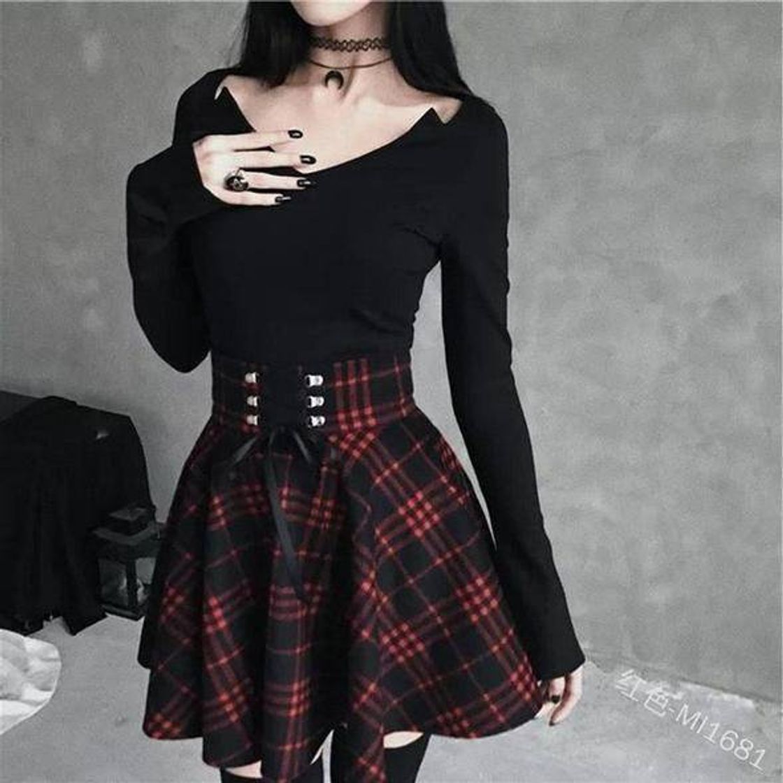 Product High waisted plaid skirt