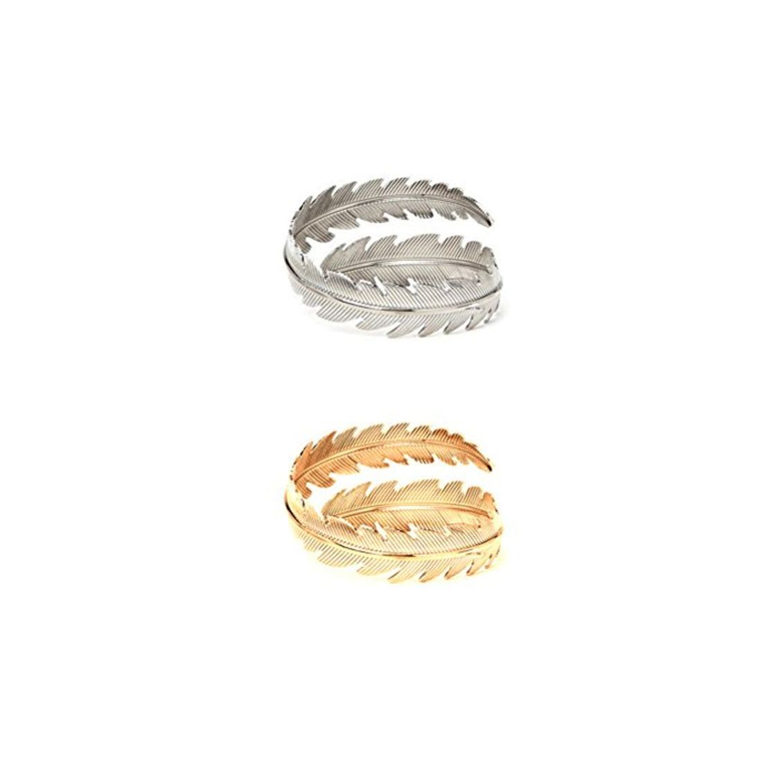 Social Tinksky 2pcs Swirl Leaf pluma Brazalete superior Brazalete brazalete brazalete brazalete ajustable
