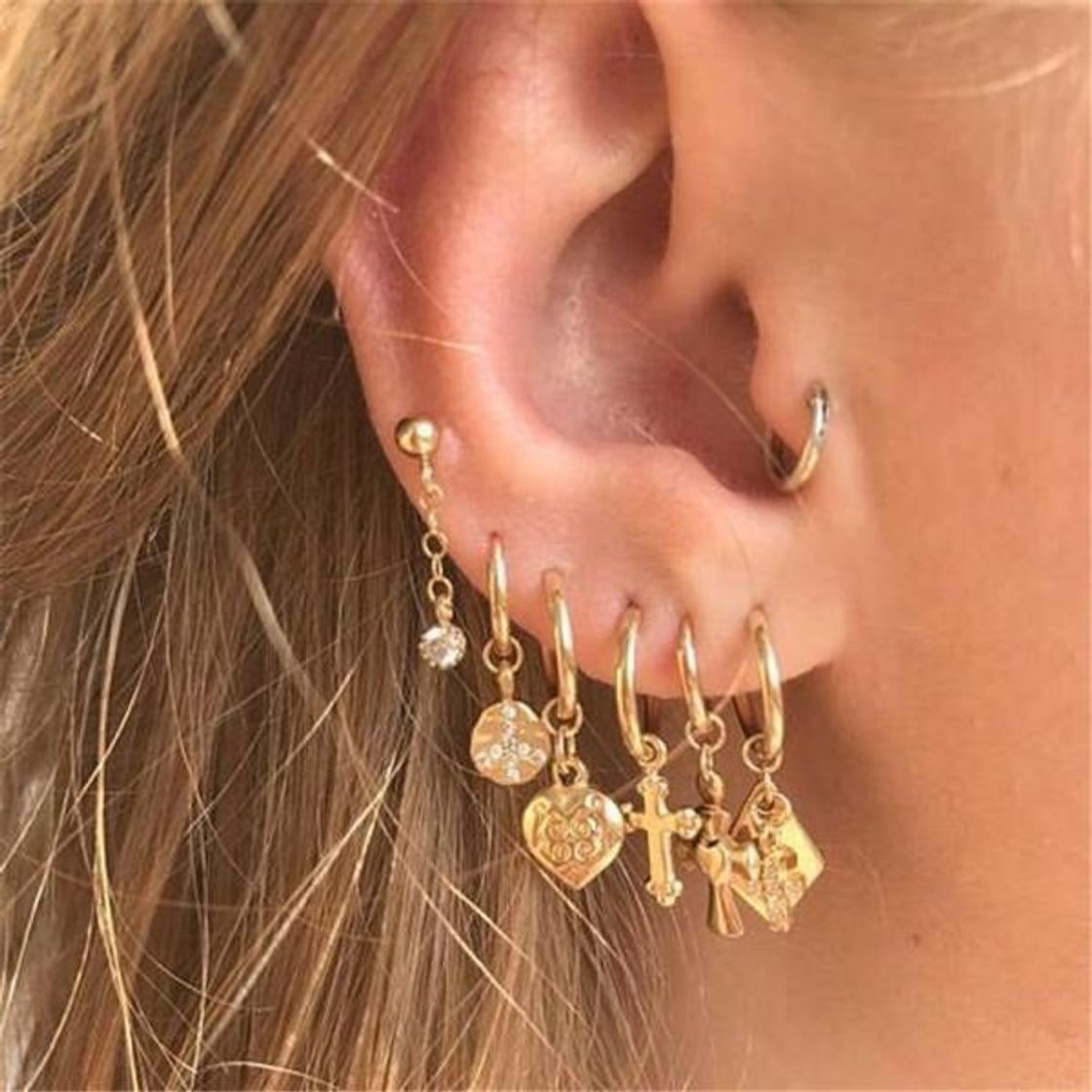 Social Mini pendientes dorados 