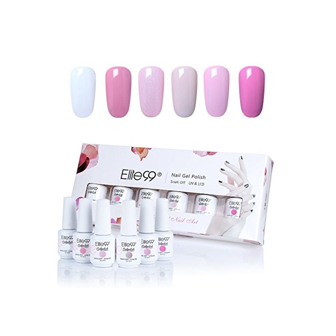 Social Elite99 Kit Uñas de Gel Esmalte Semipermanente 6pcs Colore Gel Coat Shellac