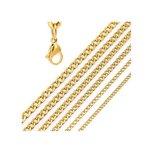 DonDon collar de acero inoxidable masivo de color oro para hombres longitud