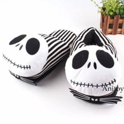 The Nightmare Before Christmas Jack Skellington Pantuflas de Peluche Suaves y cálidas