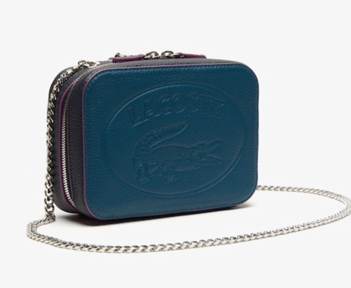 Social Borsa a tracolla da donna tricolore in pelle con zip Croco C