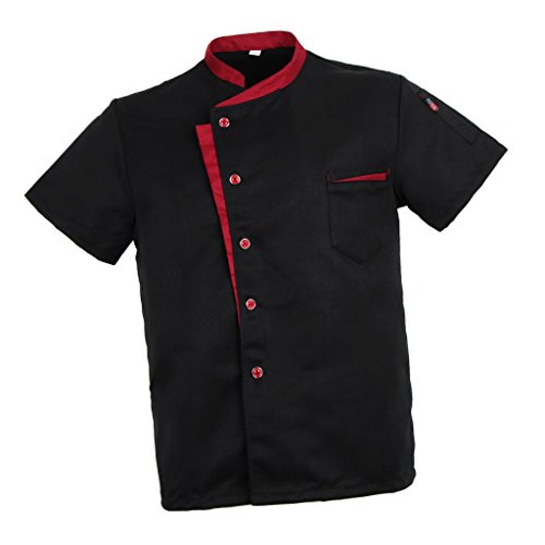 Fashion non-brand Chaqueta de Chef Uniforme Manga Corta Arrugas Resistente Hombres Cocina Camareros