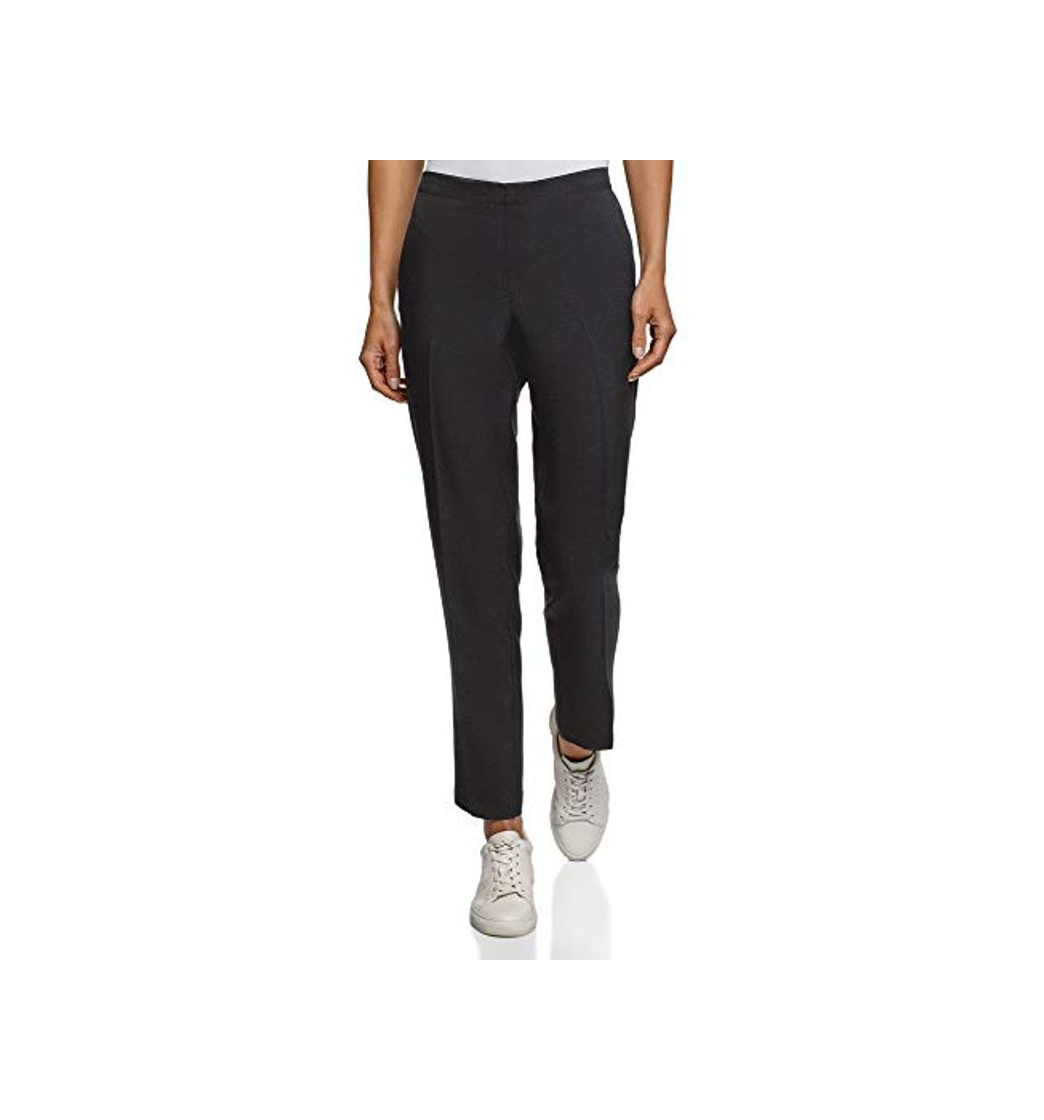 Productos oodji Ultra Mujer Pantalones Recortados con Cintura Elástica, Negro, ES 40