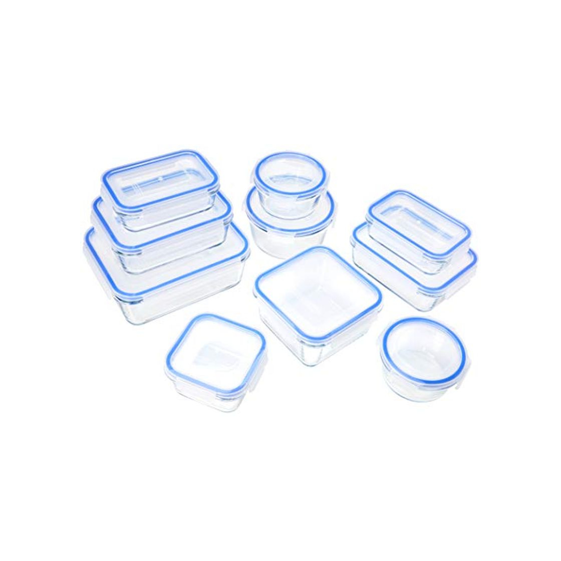 Social AmazonBasics - Recipientes de cristal para alimentos, con cierre 20 piezas (10