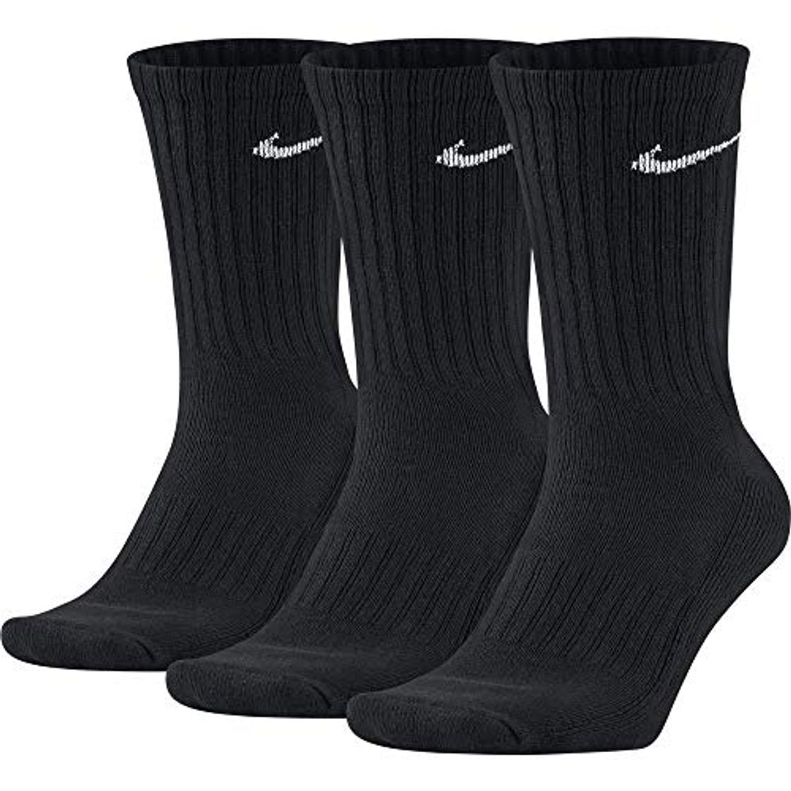 Social Nike 3PPK Value Cotton Crew - Calcetines unisex, color negro