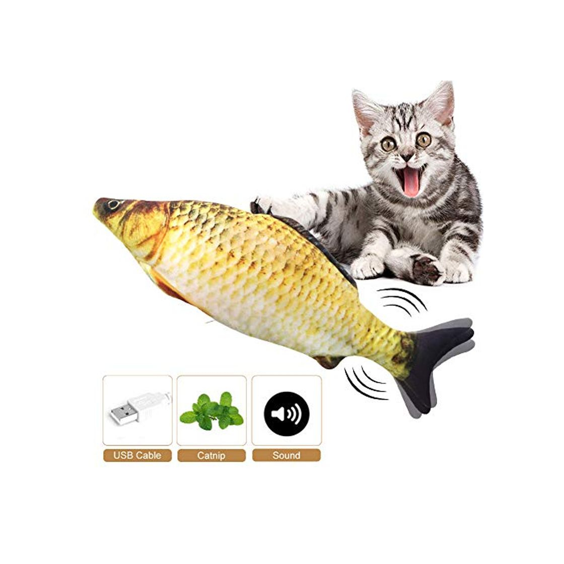 Products Mroobest Juguete Hierba Gatera, Catnip Fish Toys, Electrico Recargable USB Juguetes Simulación